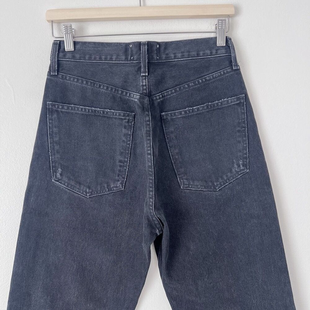 AGOLDE 90’s High Rise Straight Legs Jeans Size 25 Black Wash Distressed - Picture 7 of 9